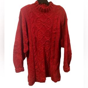 Vintage Ship N Shore Burnt Red XL Oversized Acrylic Sweater